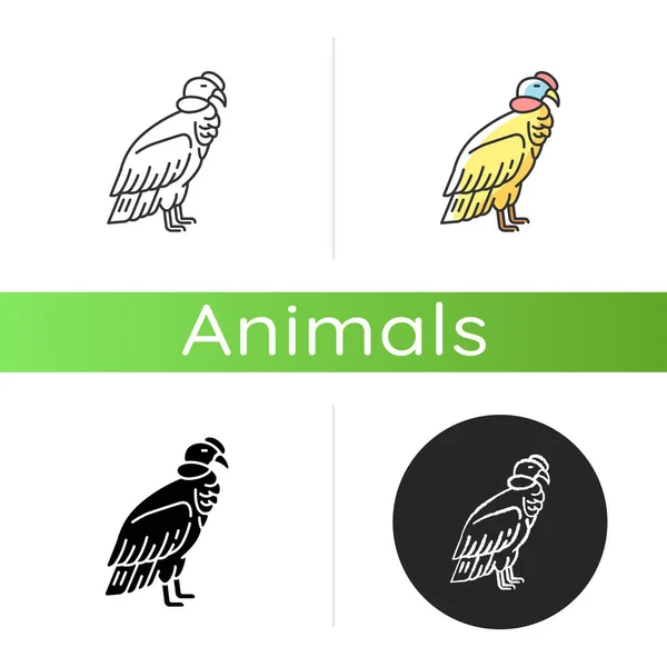 Icono Cóndor Negro Lineal Estilos Color Rgb Pájaro Grande Pico — Archivo Imágenes Vectoriales