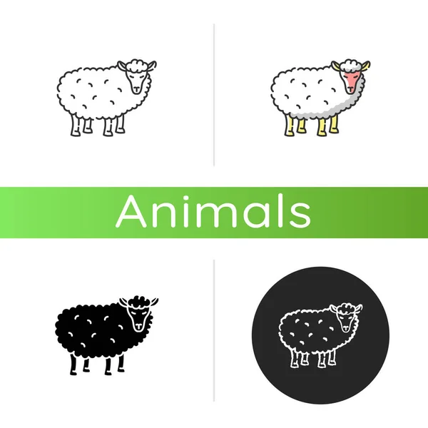 Sheep Icon Linear Black Rgb Color Styles Common Countryside Mammal — Stock Vector