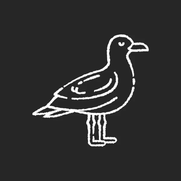 Gaviota Tiza Icono Blanco Sobre Fondo Negro Pájaro Marino Común — Vector de stock