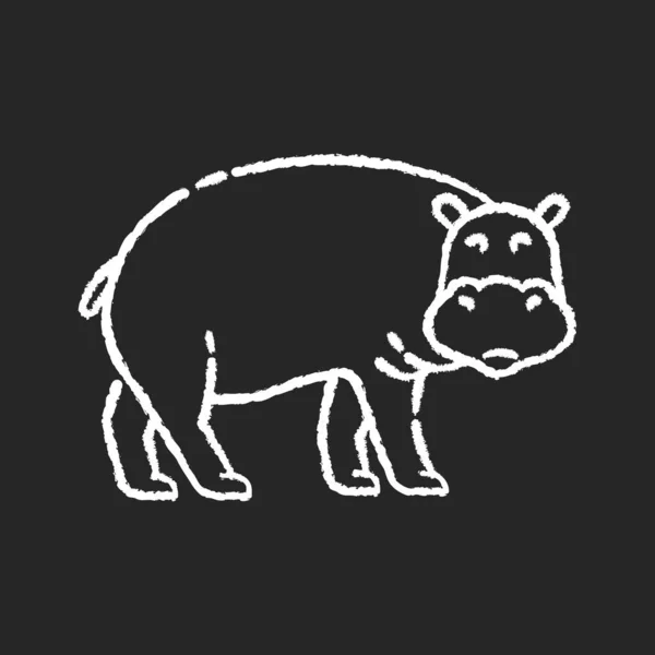 Hippo Giz Ícone Branco Fundo Preto Grande Animal Exótico Fauna — Vetor de Stock