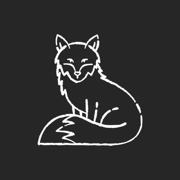 Φοξ Κιμωλία Λευκό Εικονίδιο Μαύρο Φόντο Χαριτωμένο Ζώο Μαλλιαρή Ουρά — Διανυσματικό Αρχείο