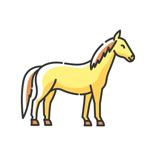 Icono Color Rgb Caballo Semental Salvaje Corcel Común Yegua Deporte — Vector de stock