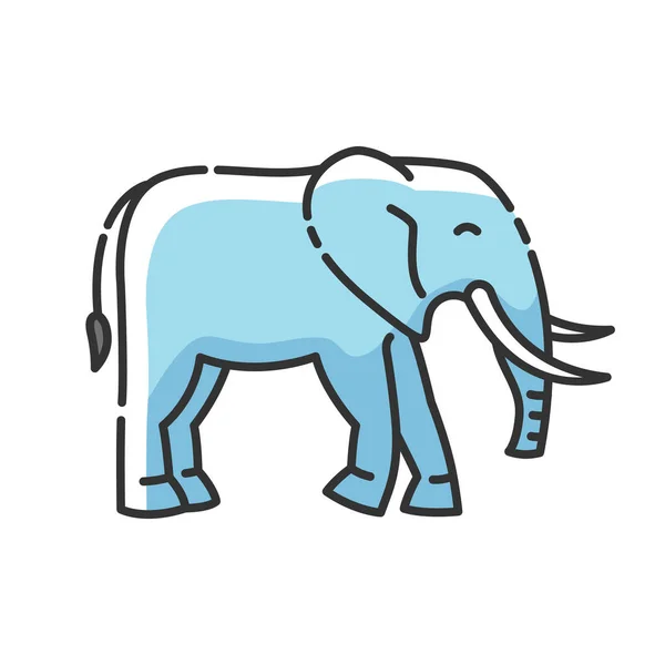 Elefante Icono Color Rgb Animales Terrestres Grandes Vida Silvestre Exótica — Vector de stock