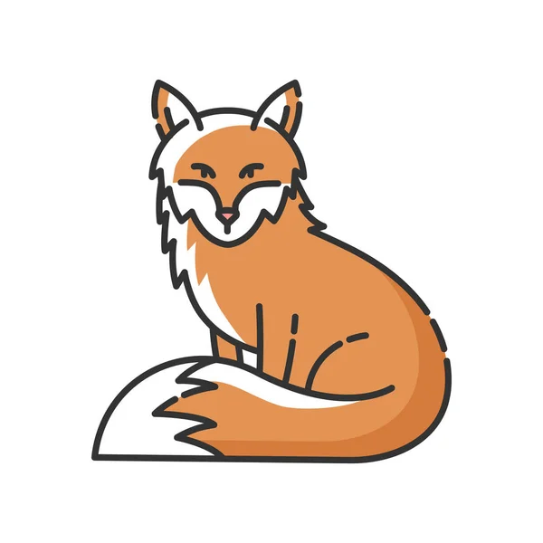 Ícone Cor Fox Rgb Animal Bonito Com Cauda Peluda Mamífero — Vetor de Stock