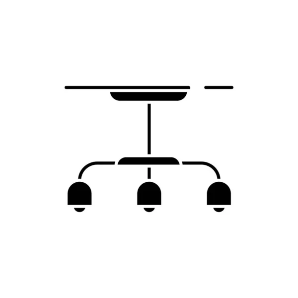 Hängande Lampa Svart Glyf Ikon Belysningsplats För Rum Glödlampa Taket — Stock vektor