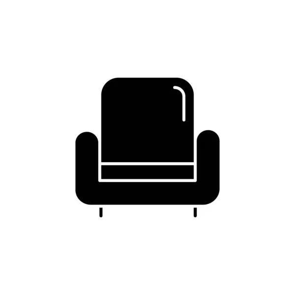 Armchair Black Glyph Icon Comfortable Chair House Interior Living Room — Stock Vector