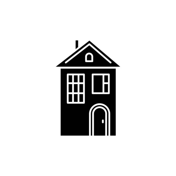 家里的黑色字形图标 郊区的房子 现代家庭住宅出售 市中心的住宅 地产所有权 公寓的装修 白色空间上的轮廓符号 矢量孤立的说明 — 图库矢量图片