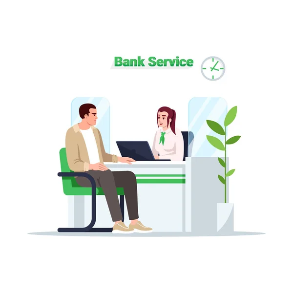 Bank Service Semi Flat Rgb Kolor Wektor Ilustracji Klient Recepcji — Wektor stockowy
