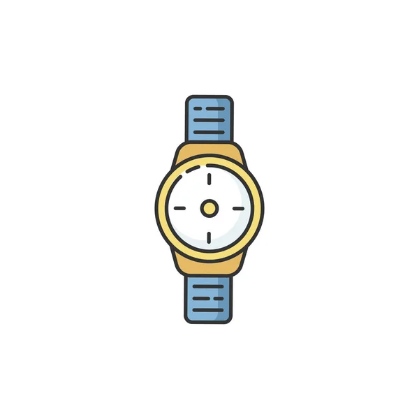 Rgbカラーのアイコンを見てください 男性用手時計 ダイヤルの時間だ タイマーへのインターフェース ビジネスマンアクセサリー ストラップ上の古典的な男性の時計 時間を確認するためのブレスレット 分離ベクトル図 — ストックベクタ