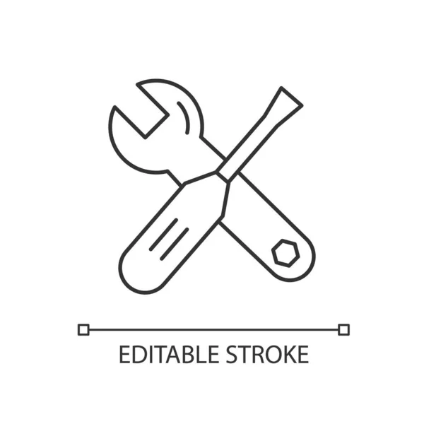 Werkzeuge Lineares Symbol Schraubenschlüssel Und Schraubenzieher Für Den Heimwerker Instrument — Stockvektor