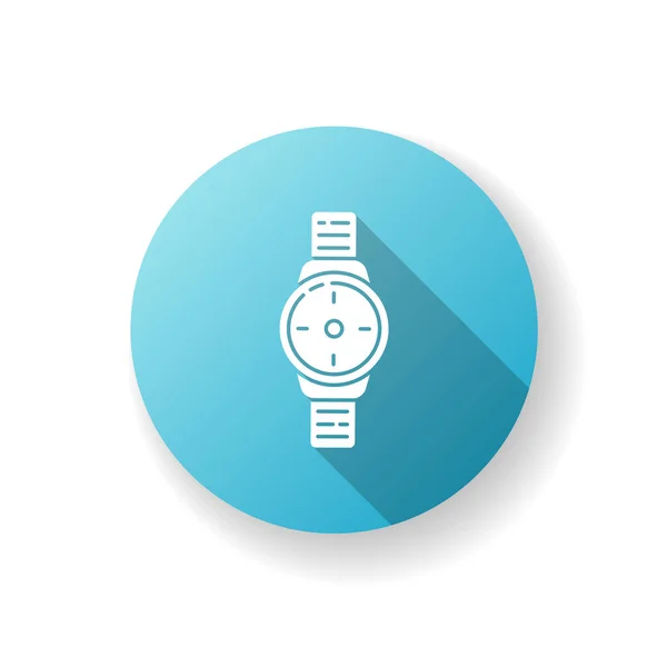 Reloj Pulsera Azul Diseño Plano Icono Glifo Sombra Larga Reloj — Archivo Imágenes Vectoriales