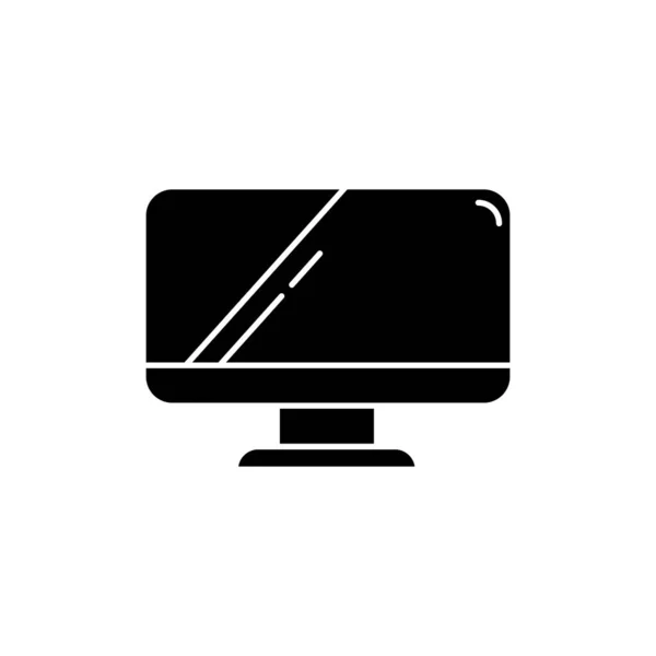Computermonitor Schwarzes Glyphen Symbol Breitbildschirm Bildschirm Für Büro Elektronisches Gerät — Stockvektor