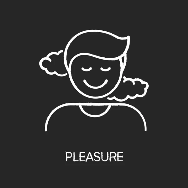 Pleasure Chalk White Icon Black Background Positive Emotion Good Feeling — Stock Vector