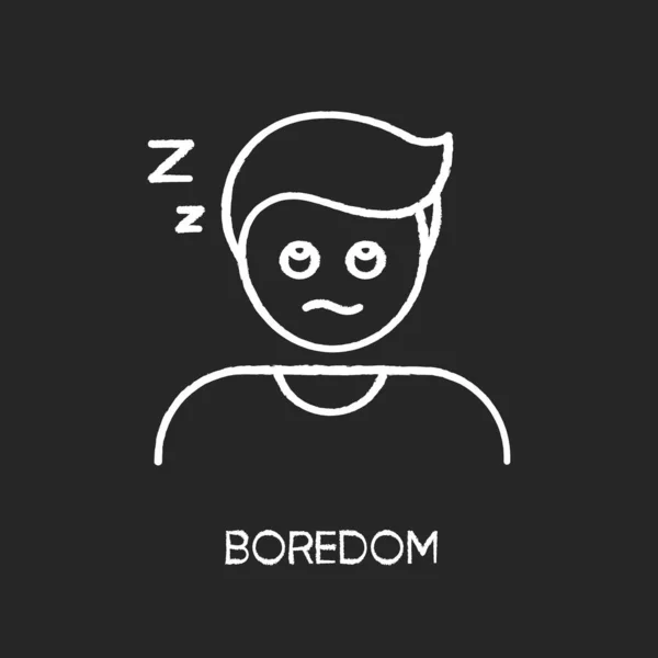 Boredom Chalk White Icon Black Background Exhaustion Weariness Burnout Feeling — Stock Vector