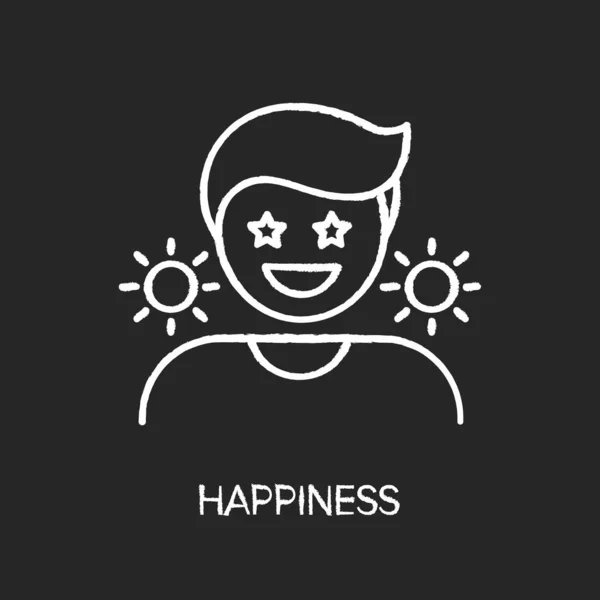 Happiness Chalk White Icon Black Background Positive Mindset Optimistic Lifestyle — Stock Vector