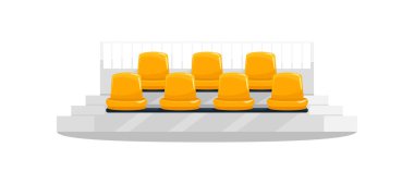 Yellow stadium seats semi flat RGB color vector illustration. Football, soccer supporters chairs. Fans seating. Outdoor concert bench rows. Isolated cartoon object on white background vector Yellow stadium seats semi flat RGB color vector illustration. Football, soccer supporters chairs. Fans seating. Outdoor concert bench rows. Isolated cartoon object on white background vector