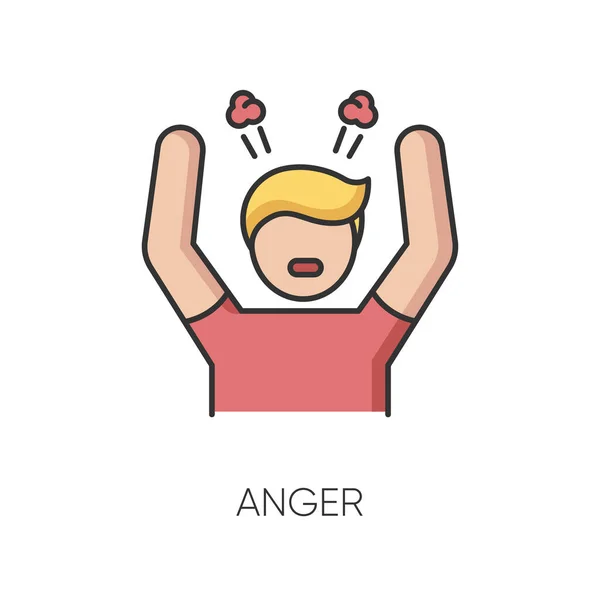 Anger Rgb Color Icon Negative Emotion Bad Mood Emotional Stress — Stock Vector