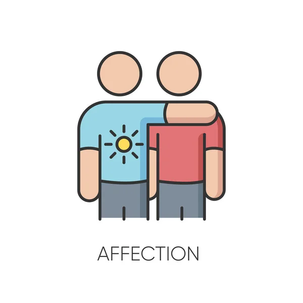 Affectie Rgb Kleurenpictogram Emotionele Gehechtheid Sterke Vriendschap Positieve Gevoelens Vriendschappelijke — Stockvector