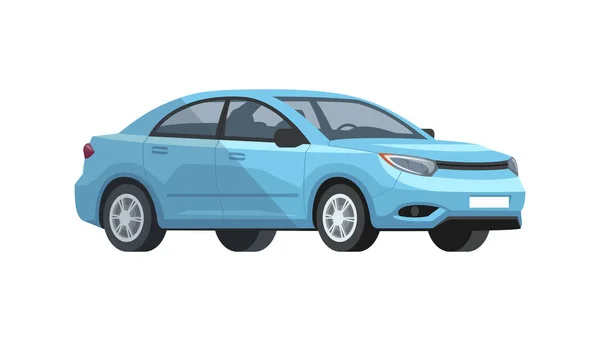 Coche Azul Semi Plano Rgb Color Vector Ilustración Skyblue Hermoso — Archivo Imágenes Vectoriales