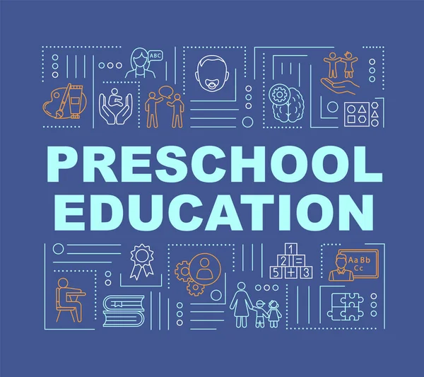Crianças Educação Pré Escolar Conceitos Palavras Banner Paternidade Infância Infográficos —  Vetores de Stock