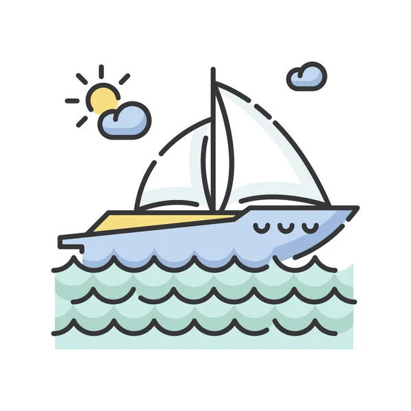 Yachting Rgb Kleurenpictogram Luxe Recreatie Nautisch Toerisme Zeilen Sport Reis — Stockvector