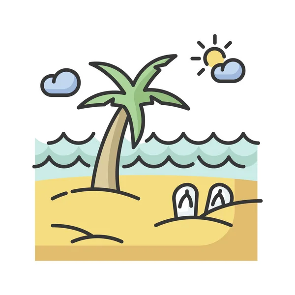 Seebad Rgb Farbsymbol Sommerurlaub Tropentourismus Paradiesische Insel Erholung Exotischen Strand — Stockvektor