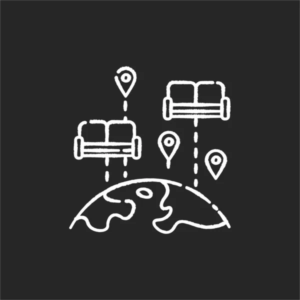 Couchsurfing Κιμωλία Λευκό Εικονίδιο Μαύρο Φόντο Προϋπολογισμός Τουρισμού Εύρεση Οικονομικά — Διανυσματικό Αρχείο