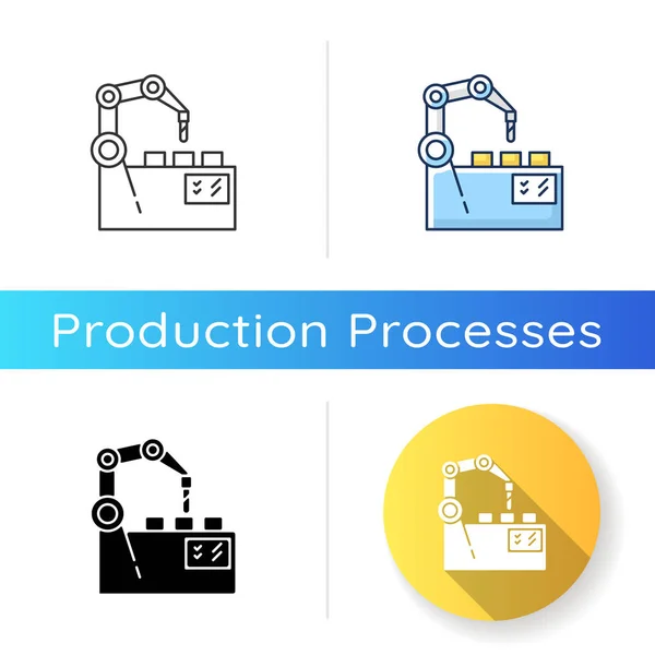 Icono Automatización Producción Negro Lineal Estilos Color Rgb Revolución Industrial — Archivo Imágenes Vectoriales