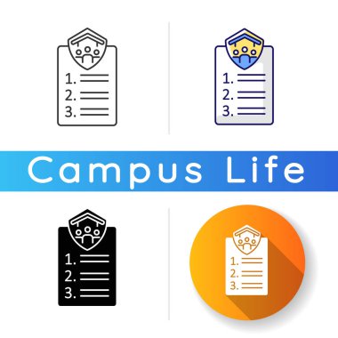 Ev arkadaşları ikonu yönetir. Ev arkadaşı anlaşması. Ortak bir daireyi paylaşıyoruz. Üniversite kampüsü. Komşular işte. Öğrencilerin konaklaması. Lineer siyah ve RGB renk stilleri. İzole vektör çizimleri