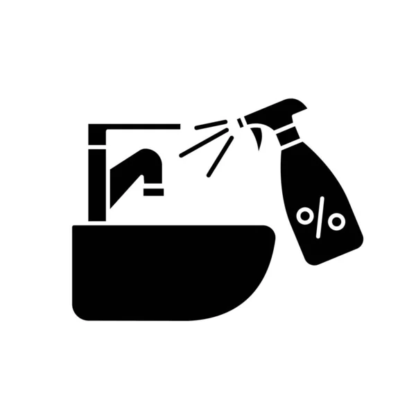 Spüle Wasserhahn Desinfektion Schwarzes Glyph Symbol Oberflächenreinigung Hausarbeit Silhouette Symbol — Stockfoto