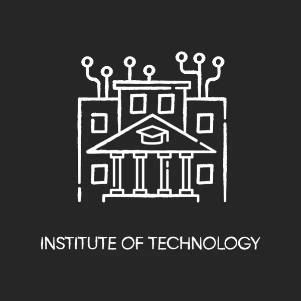 理工学院的粉笔白色图标在黑色背景上 专业It学院 高等教育 计算机编程学院 编码课程 孤立的矢量黑板插图 — 图库照片