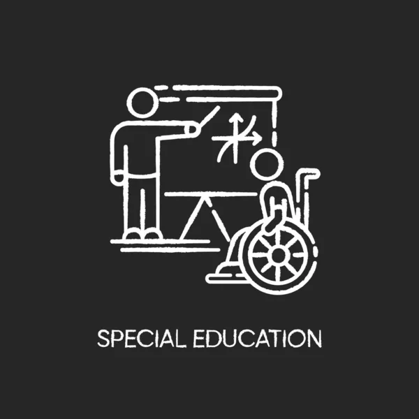 Speciális Oktatási Kréta Fehér Ikon Fekete Háttér Inkluzív Oktatás Fogyatékkal — Stock Fotó