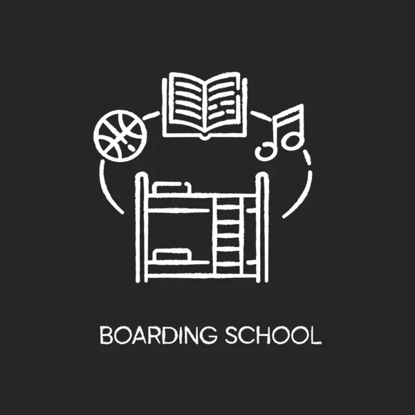 Boarding School Chalk White Icon Black Background Educational Institution Extracurricular — Stock Photo, Image