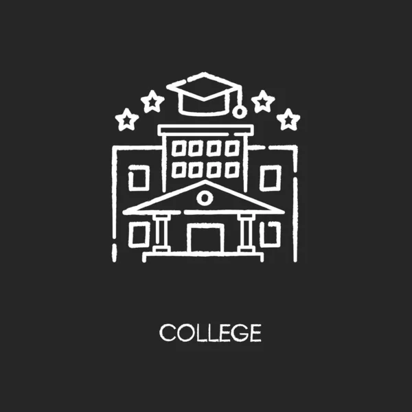 College Chalk White Icon Black Background Higher Education Academic Institution — Stock Photo, Image