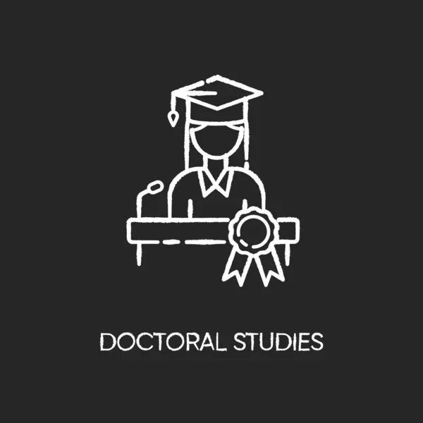 Doktorarbeiten Kreiden Weißes Symbol Auf Schwarzem Hintergrund Universitätsabschluss Akademische Leistung — Stockfoto