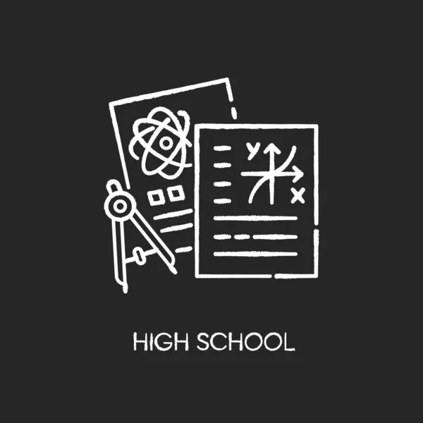 High School Krijt Wit Pictogram Zwarte Achtergrond Middelbaar Onderwijs Academische — Stockfoto