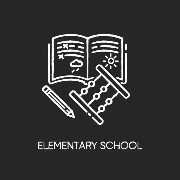 아이콘검은 배경에 학생용 Copybook Pencil Abacus Isolated Vector Chalkboard — 스톡 사진