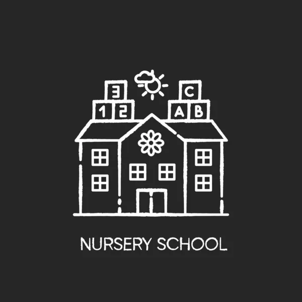 Nursery School Chalk White Icon Black Background Pre Primary Elementary — Stock Photo, Image