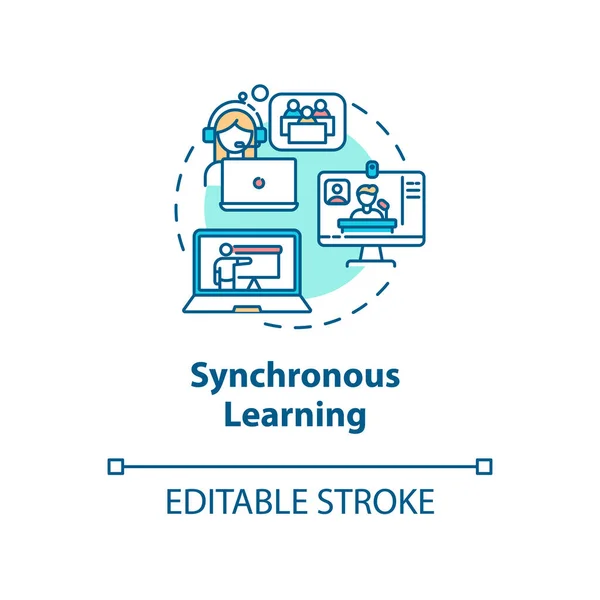 Ikonen För Synkront Lärande Distansundervisning Videokonferens Online Utbildningsmiljö Idé Tunn — Stockfoto