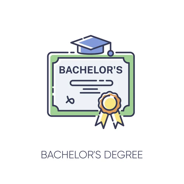 Bachelors Fokozat Rgb Színes Ikon Sikeres Egyetemi Diplomaosztó Felsőoktatás Diákoklevél — Stock Fotó