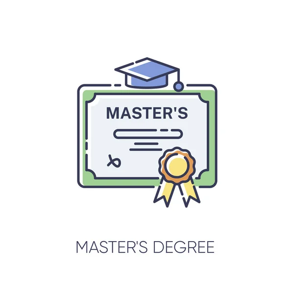 Masters Stopień Rgb Kolor Ikona Osiągnięcia Uniwersyteckie Ukończenie Studiów Szkolnictwo — Zdjęcie stockowe