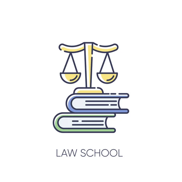 法律学校Rgbカラーアイコン 専門的な法学教育 司法制度 裁判所の裁判官 本のスタック分離ベクトル図上のスケール — ストック写真