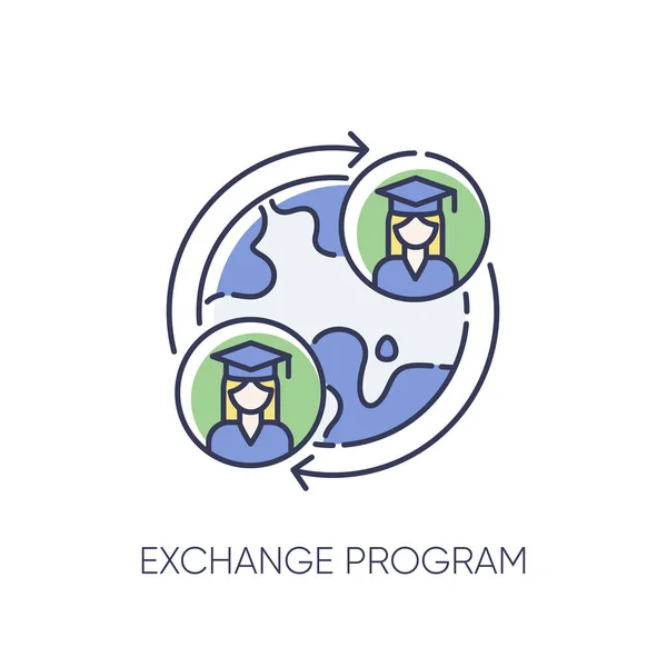 Exchange program RGB color icon. International students swap. Opportunity for studying in foreign university. Education abroad. Isolated vector illustration
