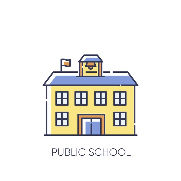 Public School Rgb Color Icon Educational Institution Funded Government Free — Stock Photo, Image