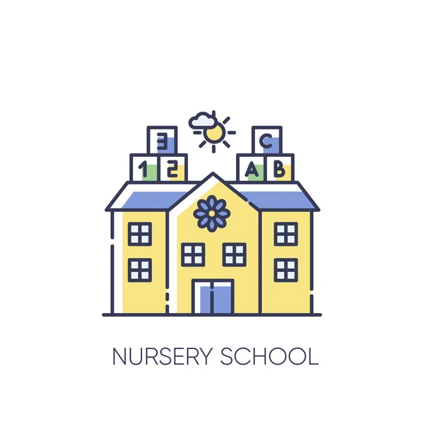 Nursery School Rgb Color Icon Pre Primary Elementary Education Establishment — Stock Photo, Image