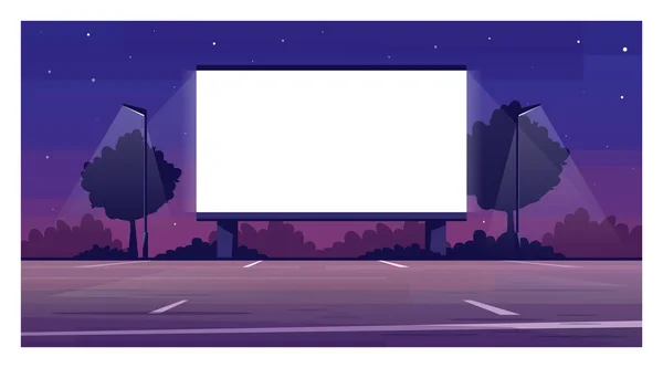 Drive Cinema Screen Semi Flat Vector Illustration Empty Parking Film — Stock Photo, Image