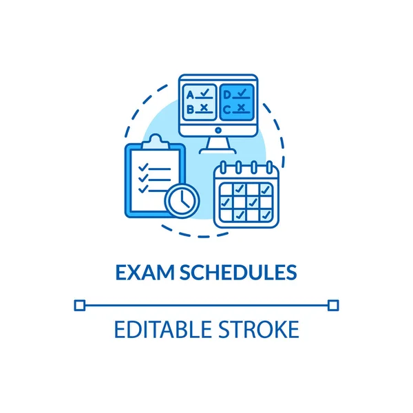 Exam schedules concept icon. Examination dates. Educational plan. Midterms. Academic calendar idea thin line illustration. Vector isolated outline RGB color drawing. Editable stroke