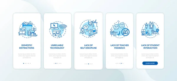 Fjernundervisning Ulemper Onboarding Mobil App Side Skærm Med Begreber Mangel - Stock-foto