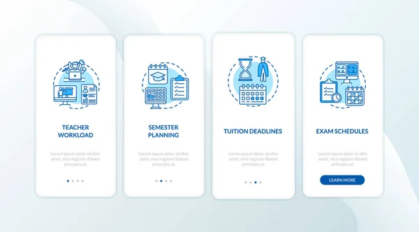 Distance Learning Elements Boarding Mobile App Page Screen Concepts 단계로 — 스톡 사진
