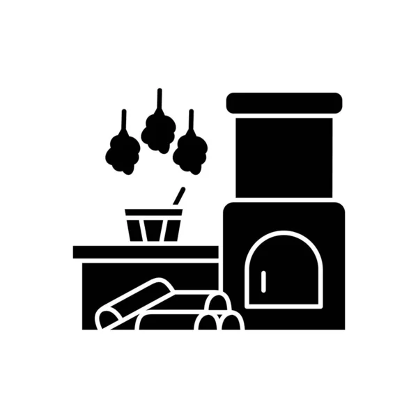 Russian Banya Black Glyph Icon Traditional Bathhouse Firewood Silhouette Symbol — Stock Photo, Image